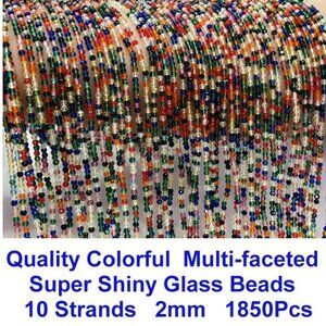 High Quality Colorful Multi-faceted Super Shiny Glass Beads  10 Strands   2mm